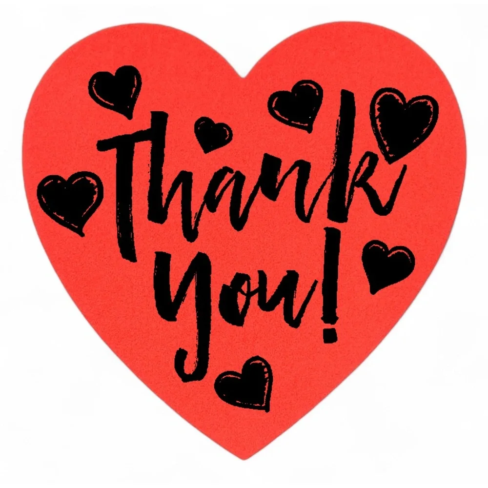 100 Thank You Stickers | Cute Heart | Small Business Packaging STICKERS NEW
